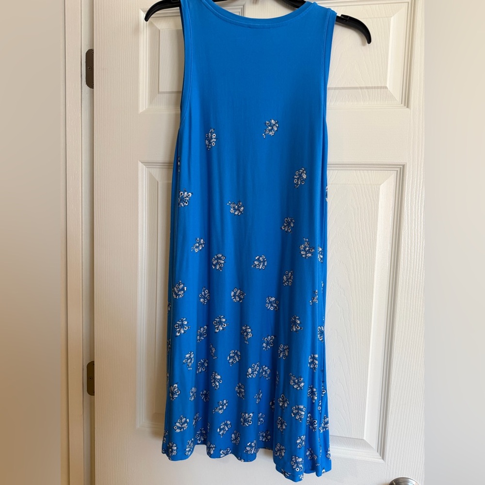 Loft Swing Dress with Blue Floral Pattern